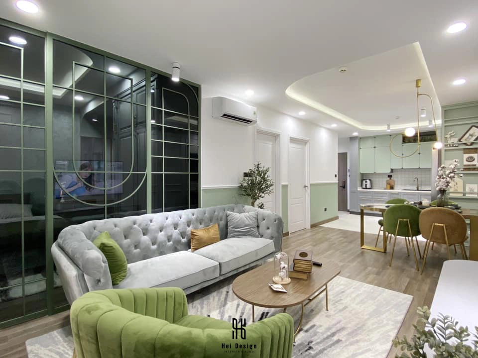 Khu vực phòng khách liên thông khu bếp