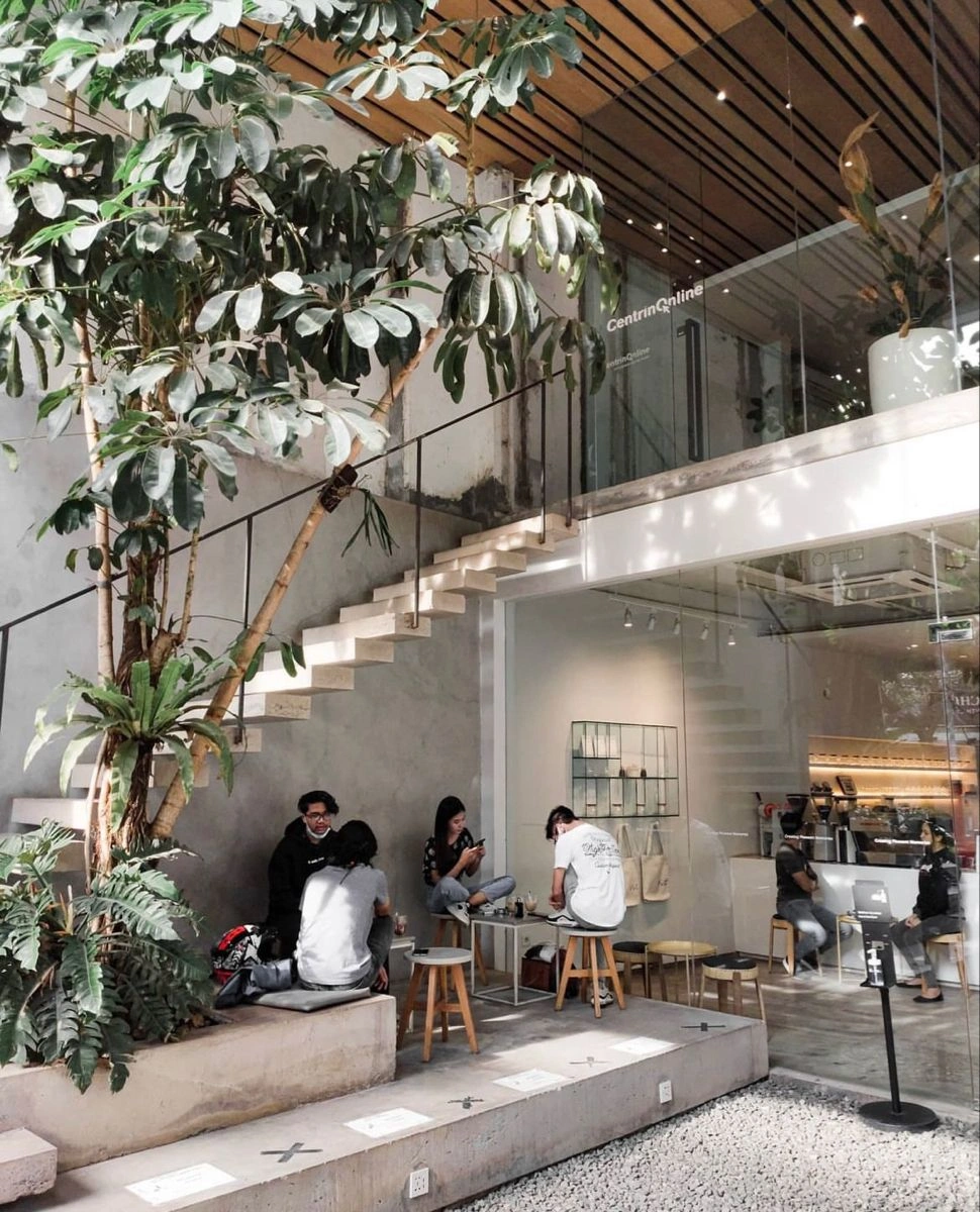 Hình ảnh thiết kế khu vực sân ngoài quán cafe