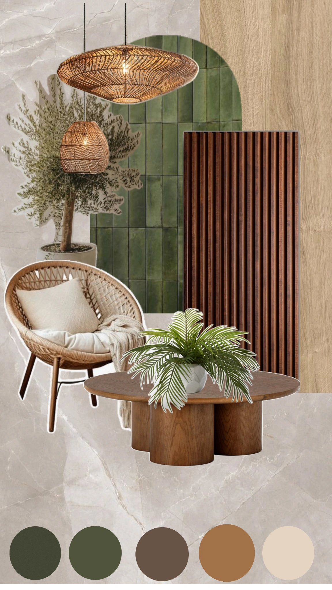 Bảng moodboard sẽ được gửi cho khách hàng để xem ý đồ setup vật liệu