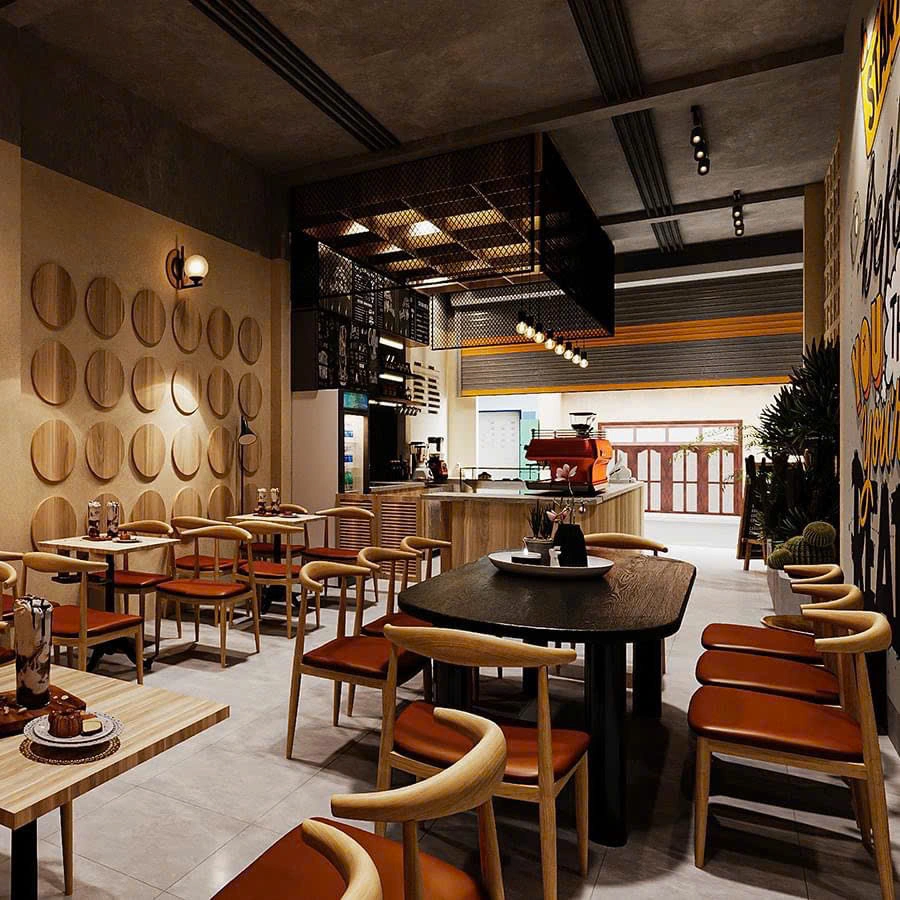 Hình ảnh thiết kế quán café phong cách hiện đại