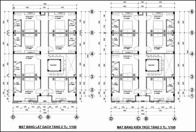 Hình ảnh thiết kế mặt bằng bố trí cho khách sạn trước khi lên 3D