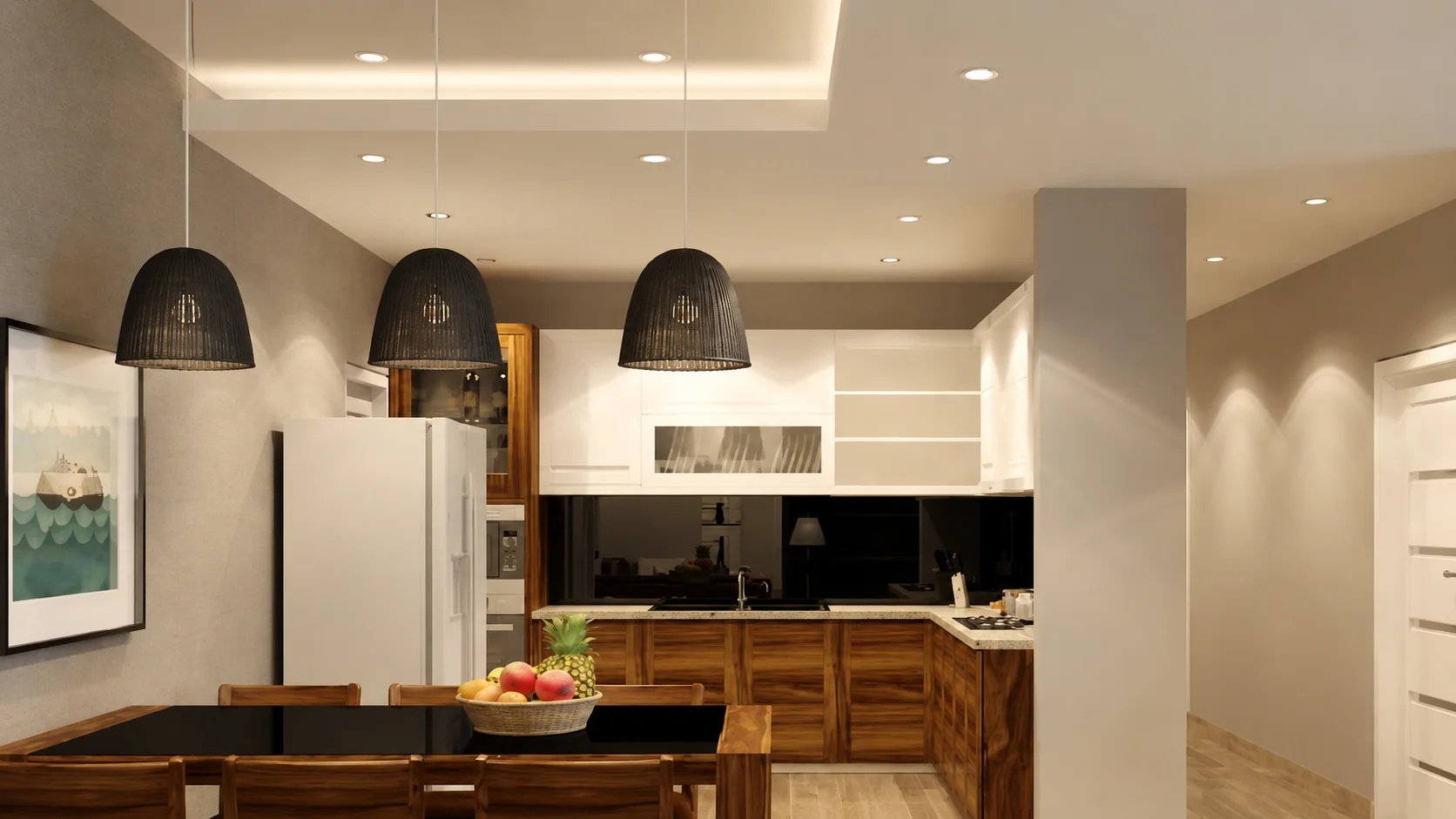ánh sáng trong thi công nội thất phòng bếp