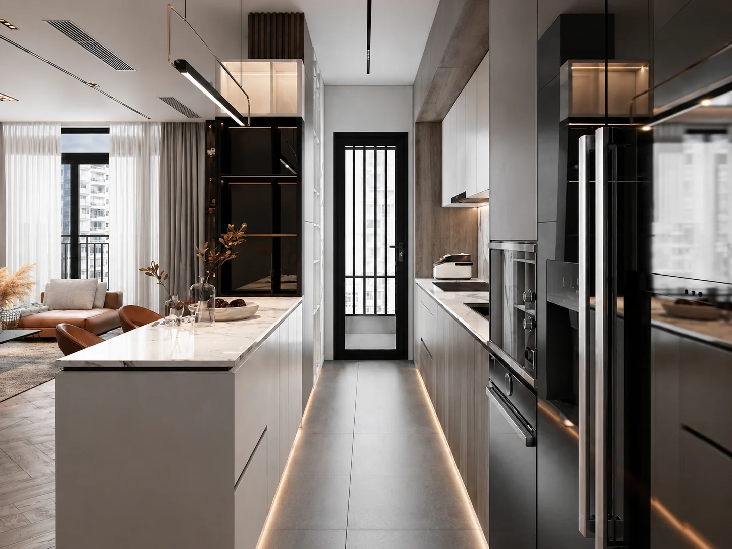 Mẫu thi công nội thất phòng bếp chung cư anvenue quận 2
