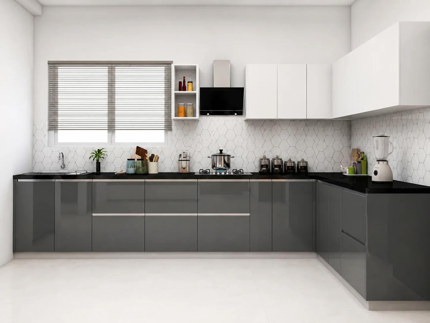 thi công nội thất phòng bếp chữ L đẹp