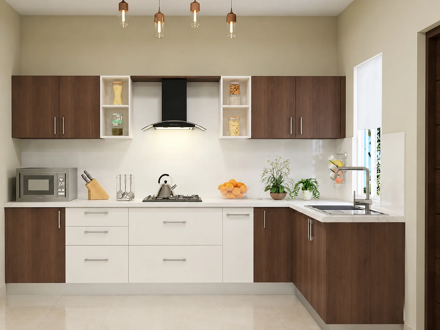 thi công nội thất phòng bếp chữ L đẹp
