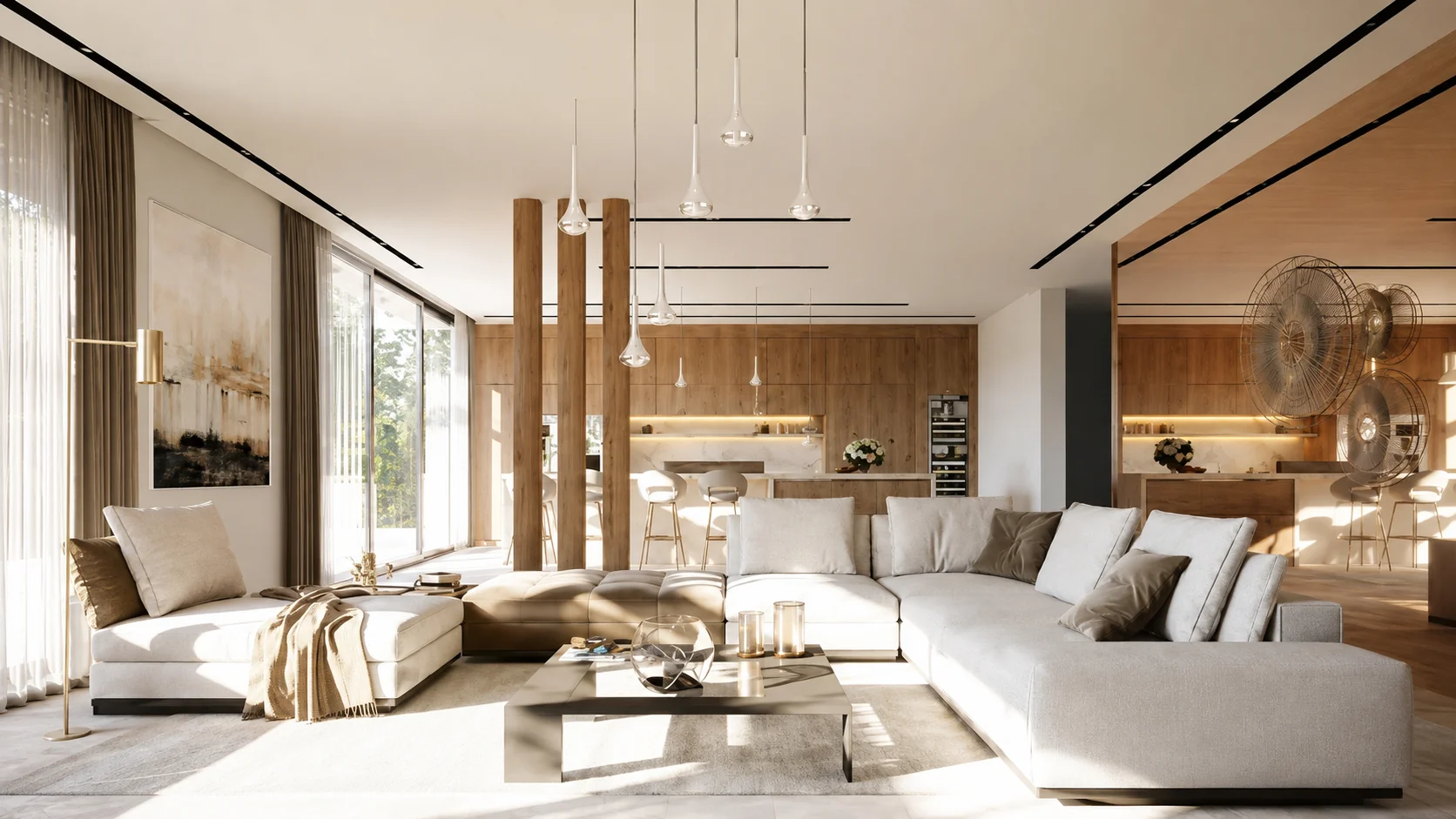 Nội thất phòng khách biệt thự hiện đại tinh giản