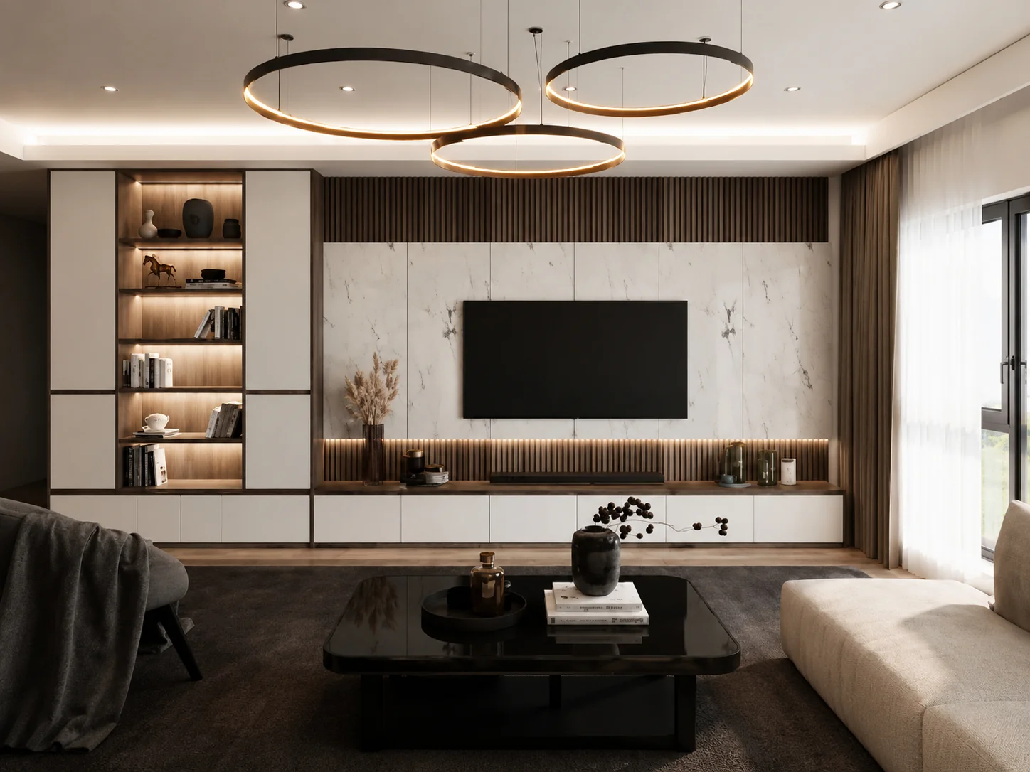 Trang trí âm tường phòng khách đẹp