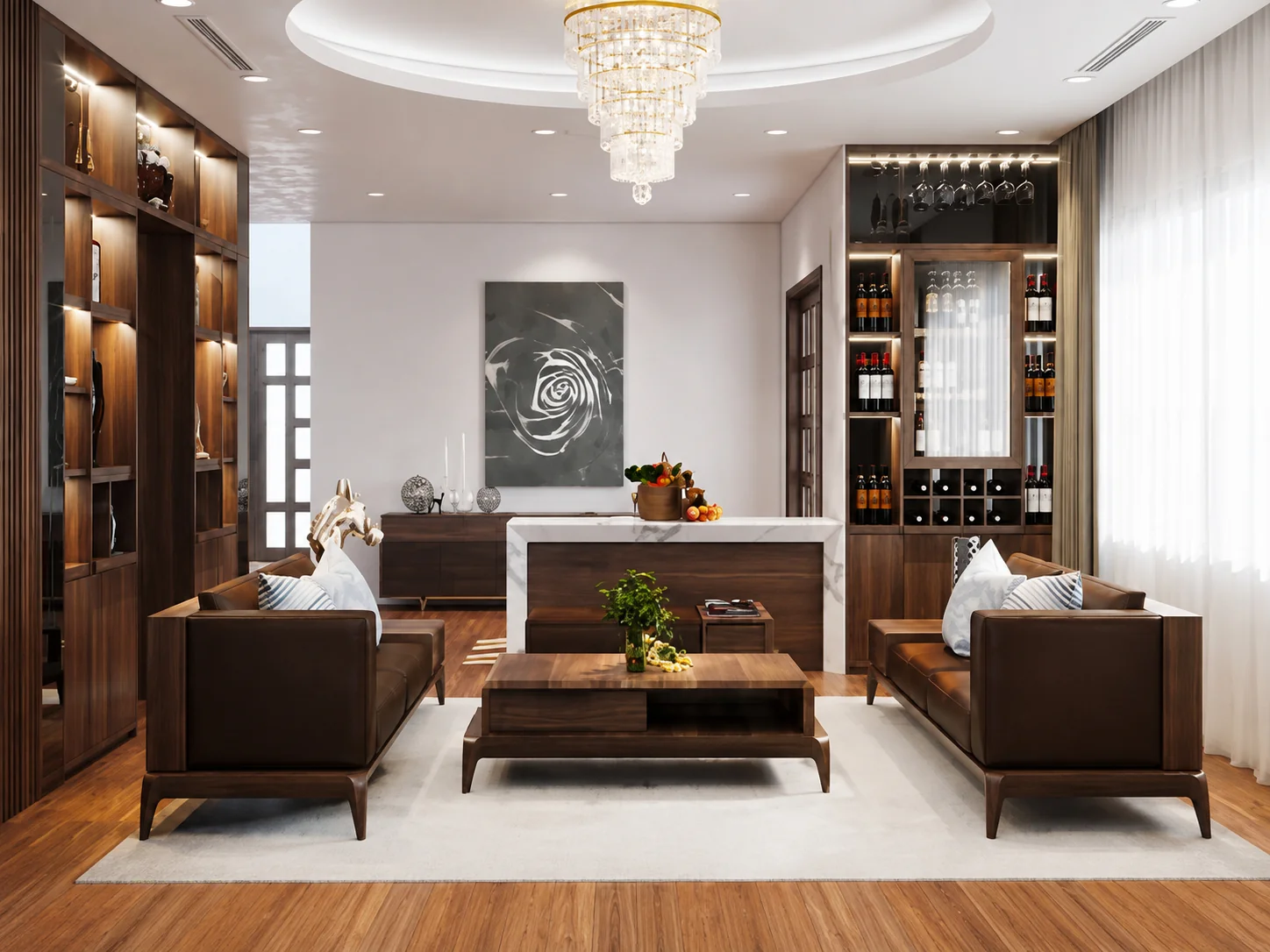 Trang trí âm tường phòng khách đẹp