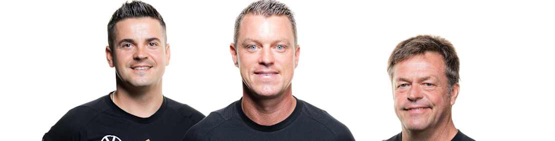 DFB, Deutscher Fussball-Bund, DFB-Trainer der U-Junioren Nationalmannschaften, DFB-Campus, 2023, Jens Bauer (Assistenztrainer DFB U18-Junioren), Hanno Balitsch (Cheftrainer DFB U18-Junioren), Gunther Metz (Assistenztrainer DFB U18-Junioren),  Frankfurt am Main, 16.08.2023, Foto: Thomas Boecker/DFB