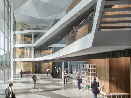 DFB-Akademie Eingangsbereich, © DFB Blick auf den künftigen Eingangsbereich des DFB-Campus.