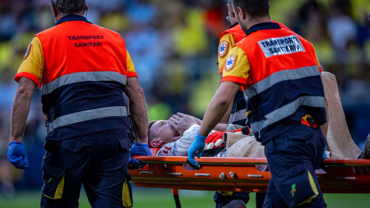 Marc André ter Stegen is stretchered off the pitch Marc André ter Stegen is stretchered off the pitch