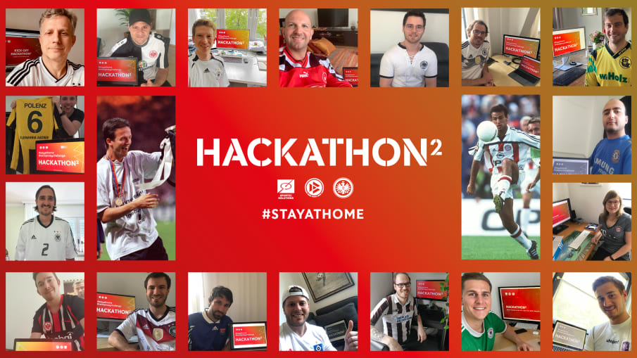 The participants of the second Hackthon together in one collage. The participants of the second Hackthon together in one collage and wearing their first Jersey.