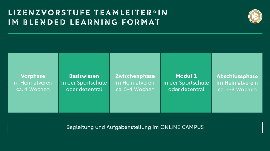 Lizenzvorstufe Teamleiter*in im Blended Learning Format. © 2021 DFB