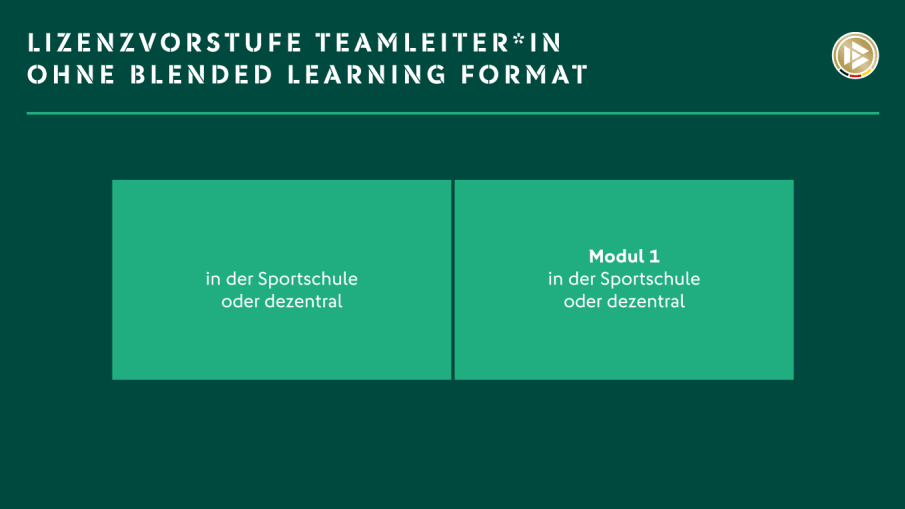 Lizenzvorstufe Teamleiter*in ohne Blended Learning Format. © 2021 DFB