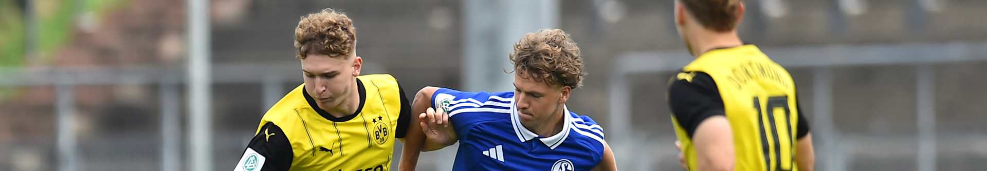  Schalke 04 - Borussia Dortmund ** NUR FUeR REDAKTIONELLE ZWECKE ** EDITORIAL USE ONLY **<p>Fussball U19-Nachwuchsliga 2. SPIELTAG: Schalke 04 - Borussia Dortmund am 10.08.2024 im Parkstadion in Gelsenkirchen Elias Benkara ( Borussia Dortmund U19 ), links - Mika Tom Wallentowitz ( Schalke 04 U19 ), rechts Deutschland Nordrhein Westfalen Gelsenkirchen Copyright: ThorstenxTillmann *** Schalke 04 Borussia Dortmund FOR EDITORIAL PURPOSES ONLY EDITORIAL USE ONLY p Soccer U19 Junior League 2 GAME DAY Schalke 04 Borussia Dortmund on 10 08 2024 at Parkstadion in Gelsenkirchen Elias Benkara Borussia Dortmund U19 , left Mika Tom Wallentowitz Schalke 04 U19 , right Germany North Rhine Westphalia Gelsenkirchen Copyright ThorstenxTillmann Copyright: ThorstenxTillmann doc7wof3pot0b6alcbtm0q ,EDITORIAL USE ONLY