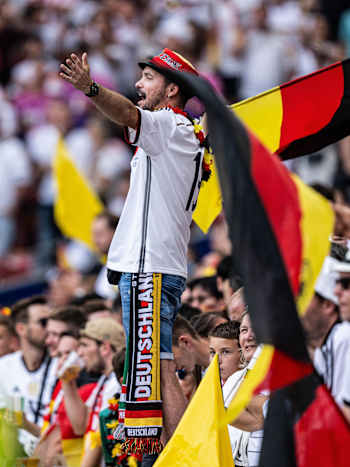 GES/ Fussball/ Spanien - Deutschland, 05.07.2024 A fan from Germany celebrates GES/ Fussball/ UEFA Euro 2024: Spiel 45: Spanien - Deutschland, 05.07.2024Football / Soccer: UEFA Euro 2024: Match 45: Spain vs Germany, Stuttgart, July 5, 2024