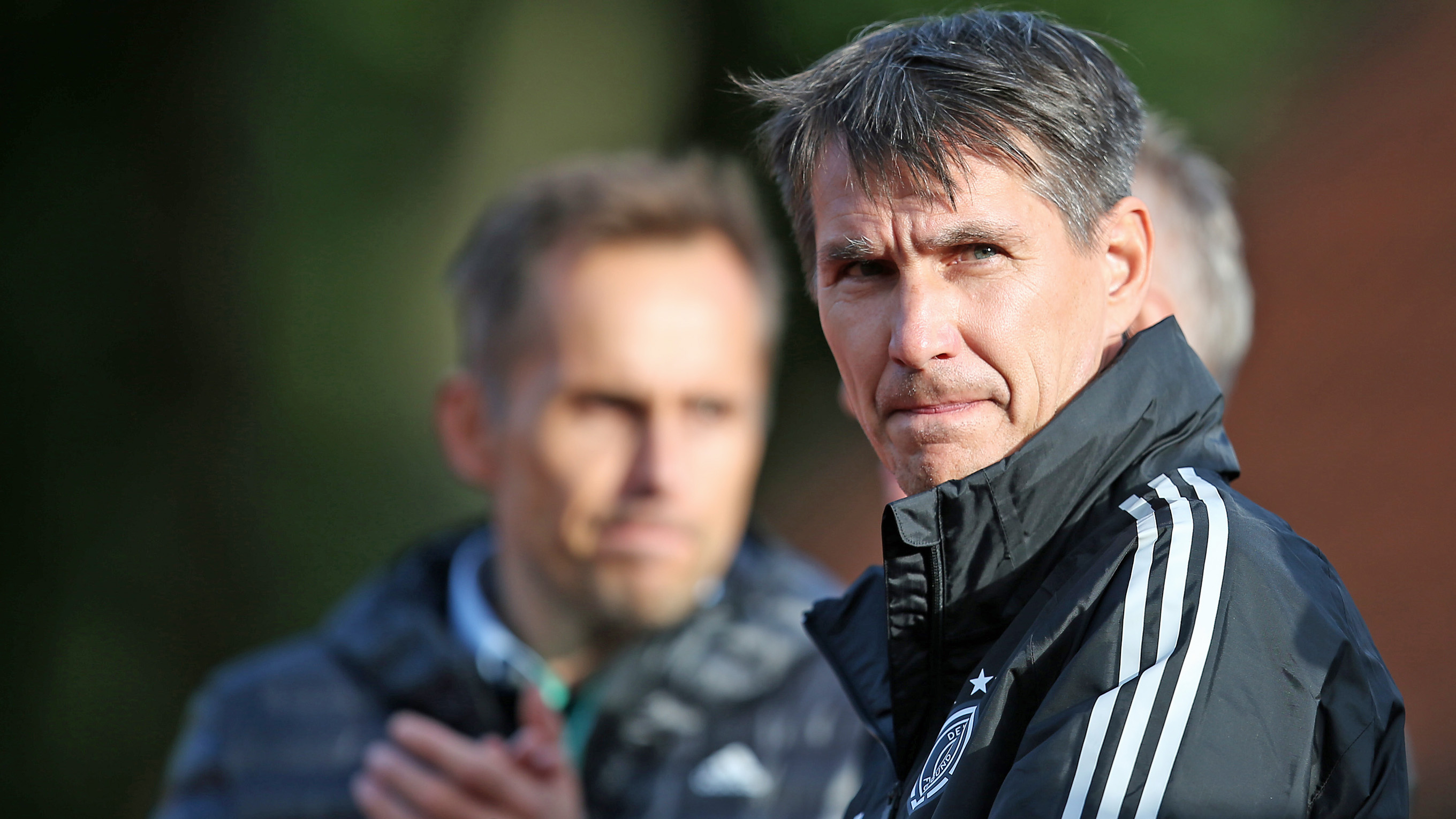 U16 Germany v U16 Austria - International Friendly DELMENHORST, GERMANY - SEPTEMBER 05: Michael Prus, head coach of U16 Germany looks on during the international friendly match between U16 Germany and U16 Austria at Staedtisches Stadion an der Duesternortstrasse on September 05, 2019 in Delmenhorst, Germany. (Photo by Cathrin Mueller/Getty Images for DFB)