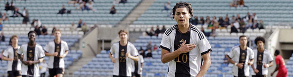 Portugal U17 v Germany U17 - Algarve Cup ALMANCIL, PORTUGAL - FEBRUARY 14: goal celebration scored by Kilian Sauck (C) of U17 Germany in the 0-1 of the martch during the Portugal U17 v Germany U17 - Algarve Cup match on February 14, 2024 in Almancil, Portugal. (Photo by Ricardo Nascimento/Getty Images for DFB)