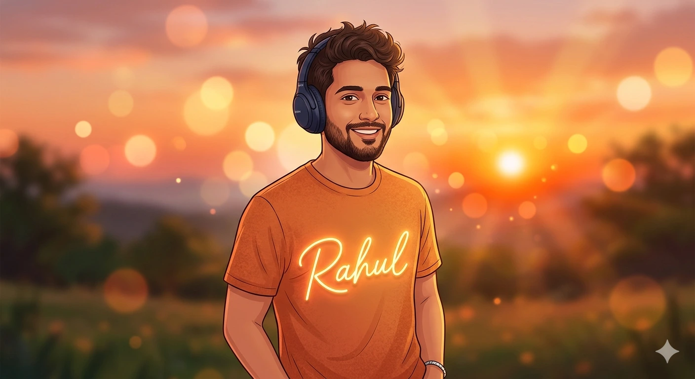 Sunset Harmony — Rahul in Neon Glow