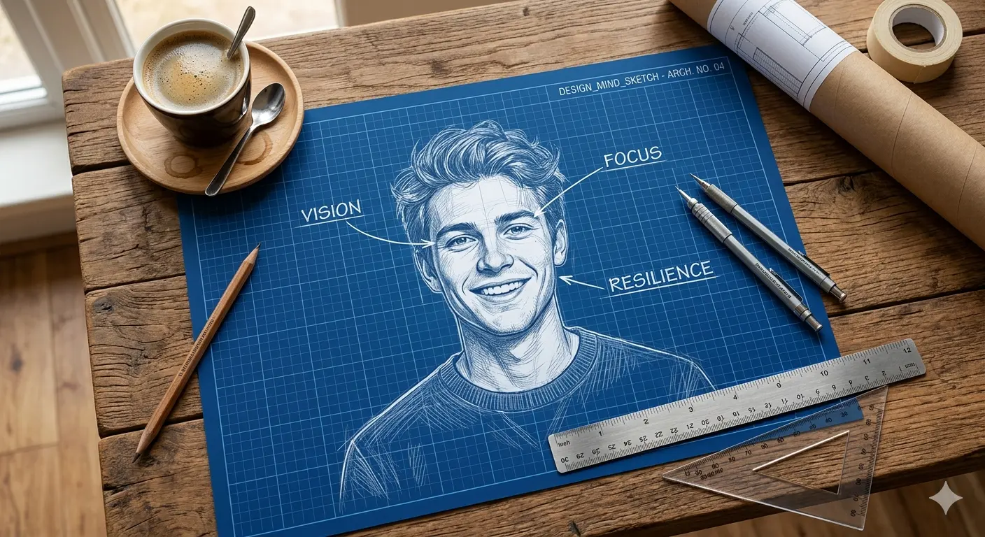 Blueprint of Vision — Drafted Mind Portrait