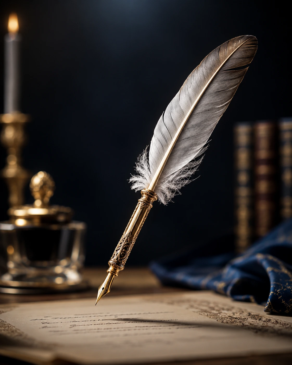 Ink in the Air — The Floating Feather Elegance