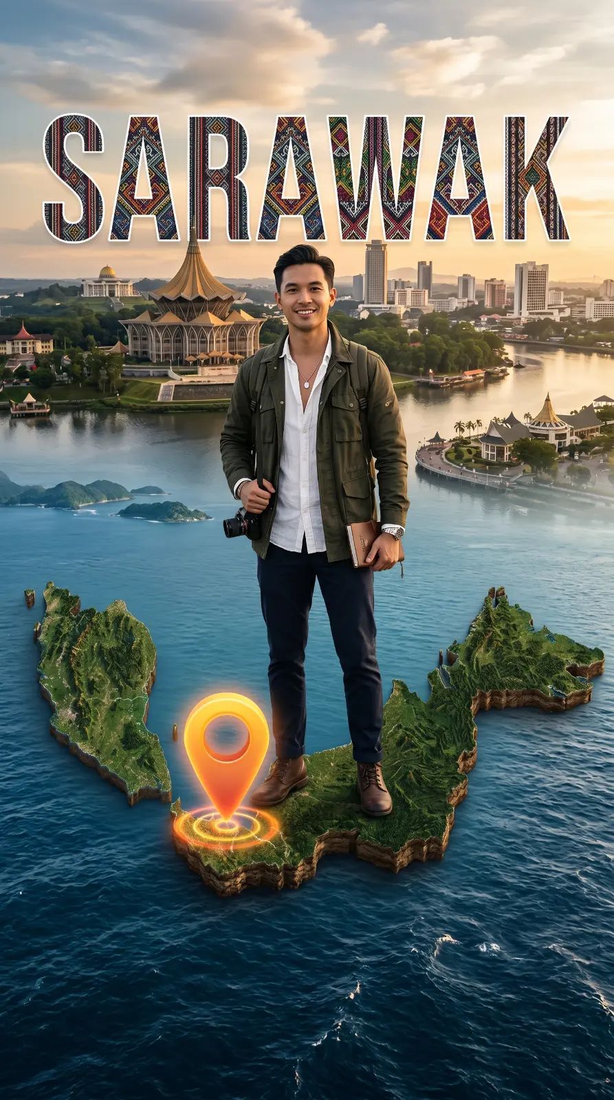 SARAWAK SKYLINE: Floating Malaysia Travel Legend – 3D Cinematic Editorial