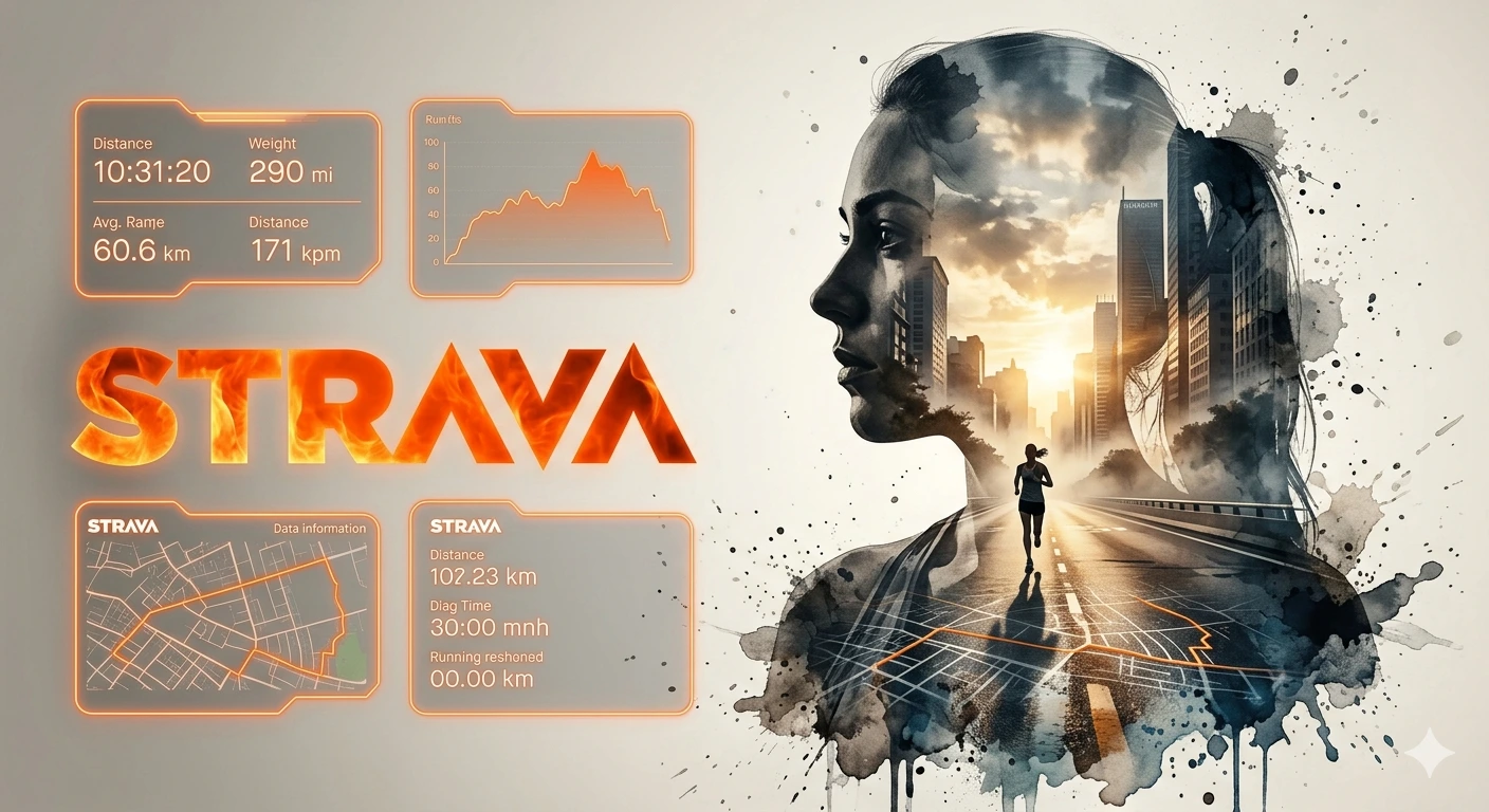 SUNRISE ENDURANCE: Double Exposure Runner Journey – Strava Neon Motion Editorial