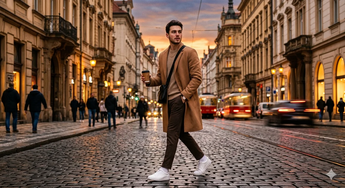 Golden Crosswalk — European Street Elegance