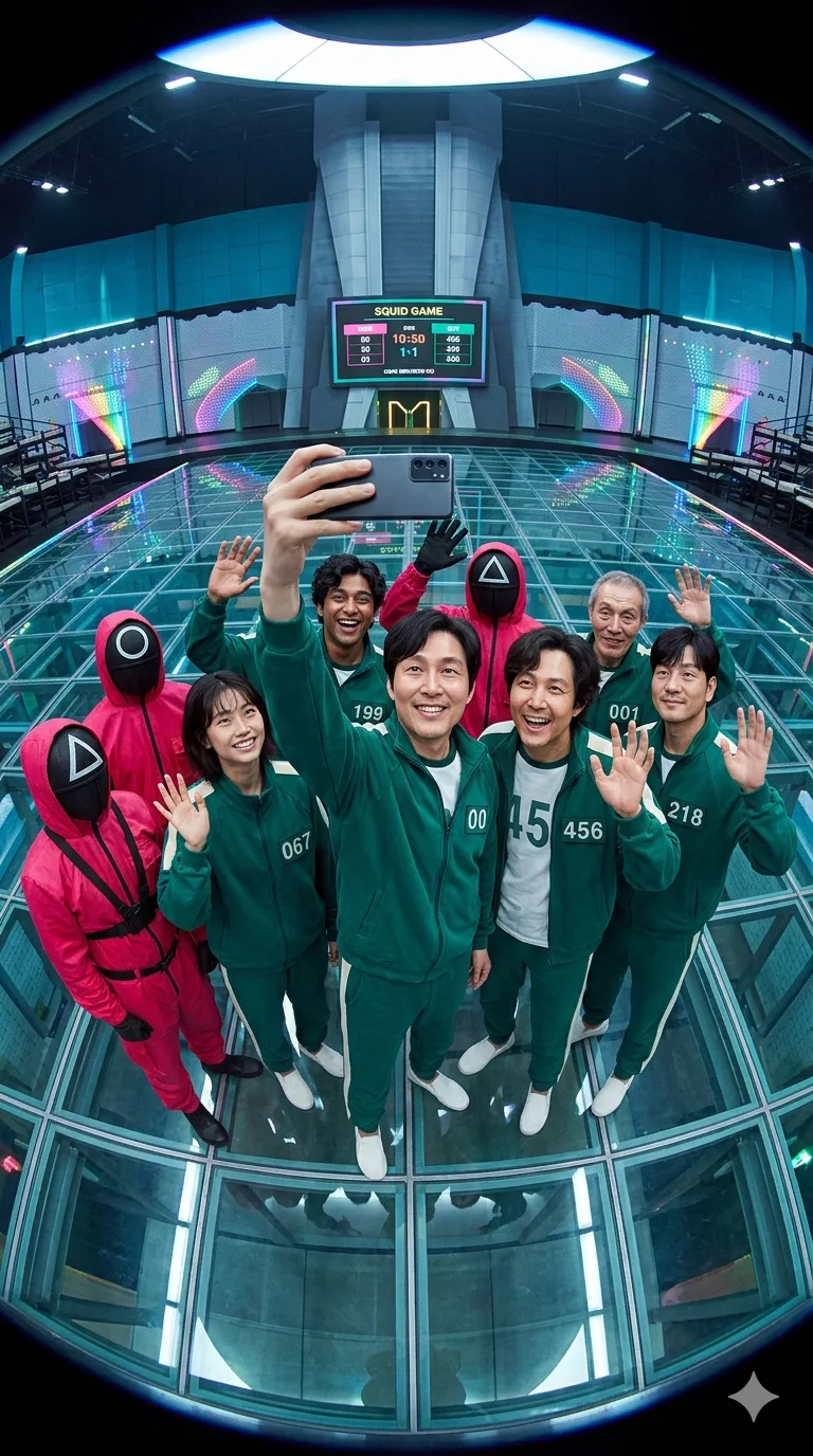 Glass Bridge Selfie — Squid Game Survivors Reunion