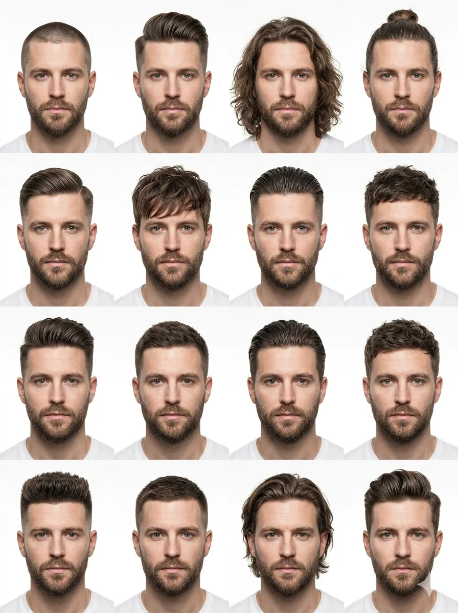The Hairstyle Matrix — 12 Looks, One Identity