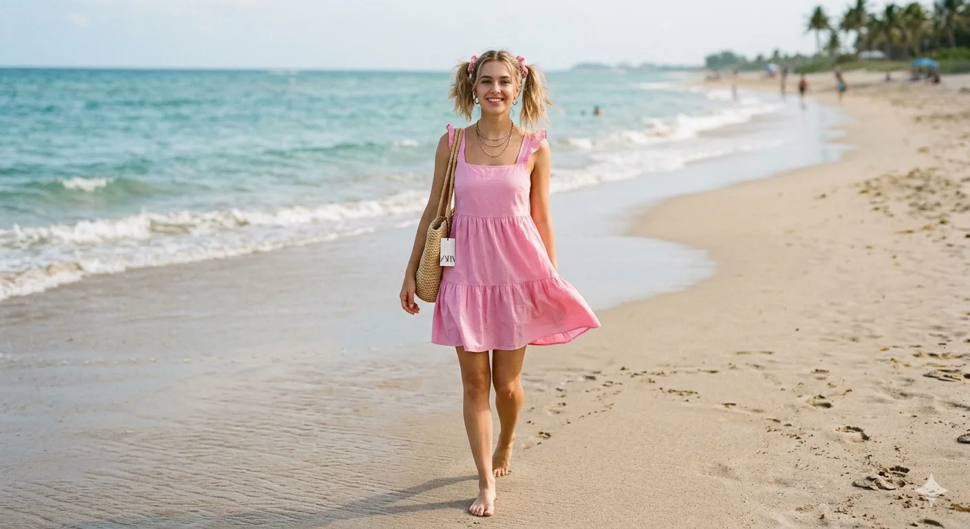 Sunlit Shoreline — The Pink Summer Walk