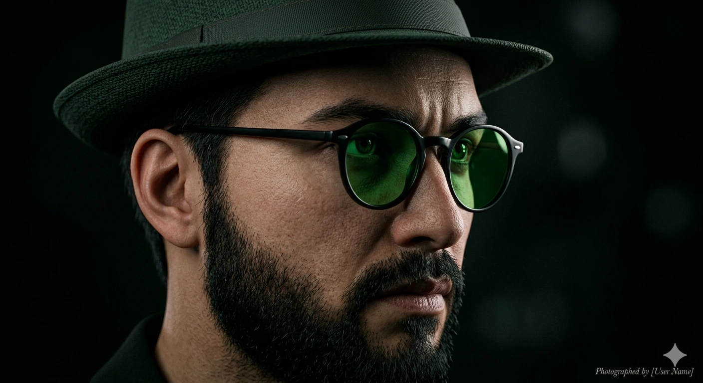 Green Cipher — Chiaroscuro Identity Portrait