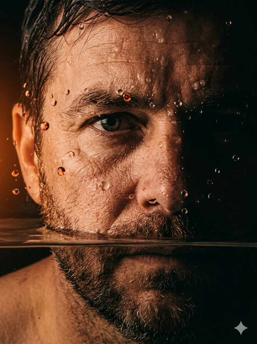 Fire & Frost — Submerged Duality Portrait