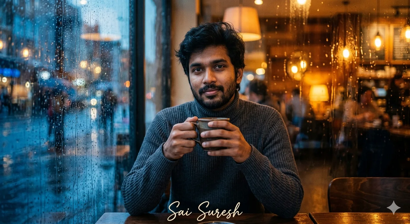 Rainlight Reverie — Café Window Portrait