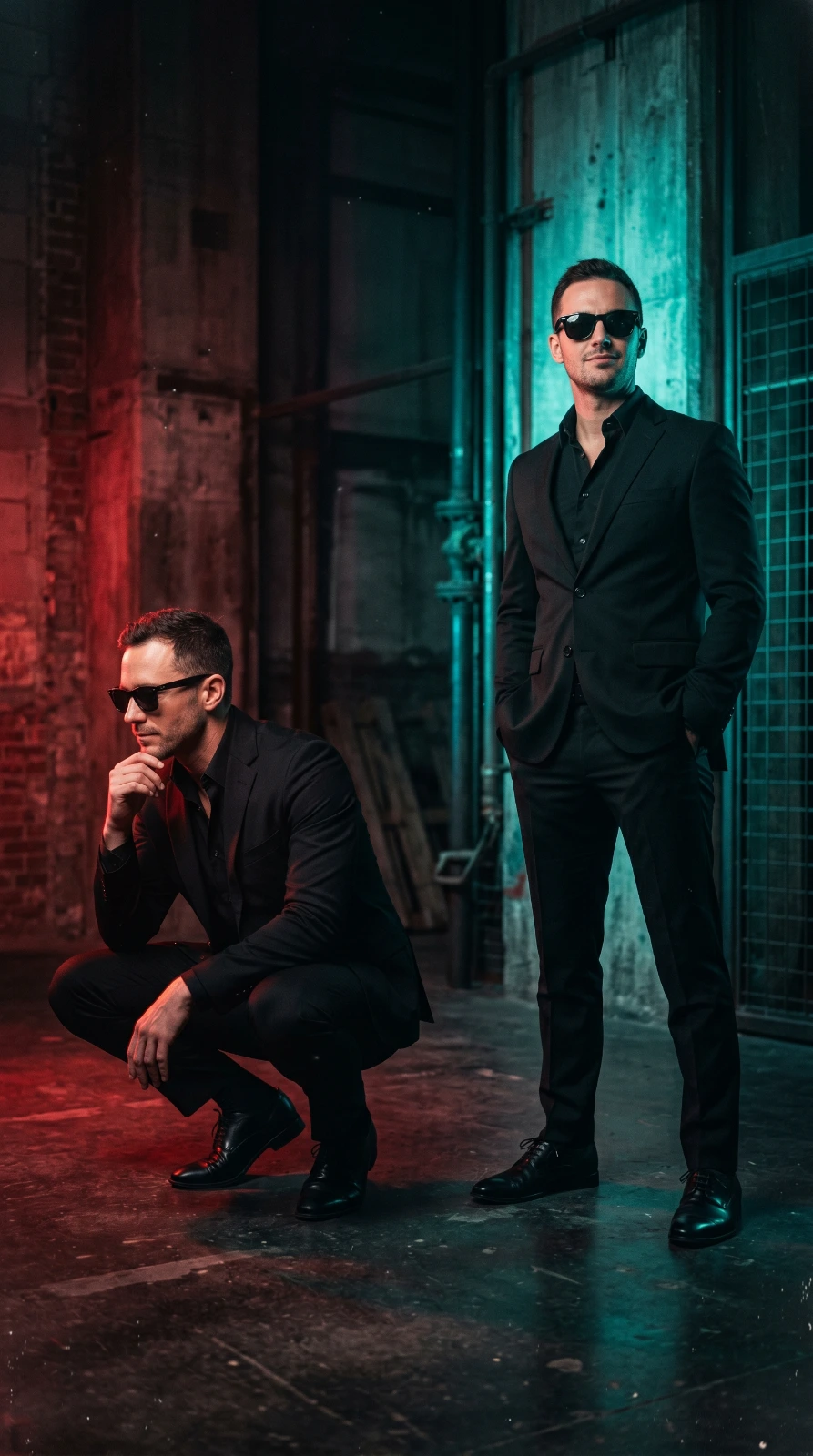 Red & Teal Duality — The Mind & Power Portrait