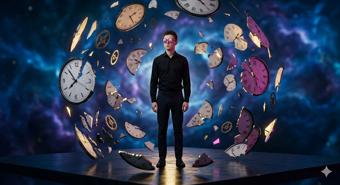 Shattered Time — The Chrono Illusion Portrait