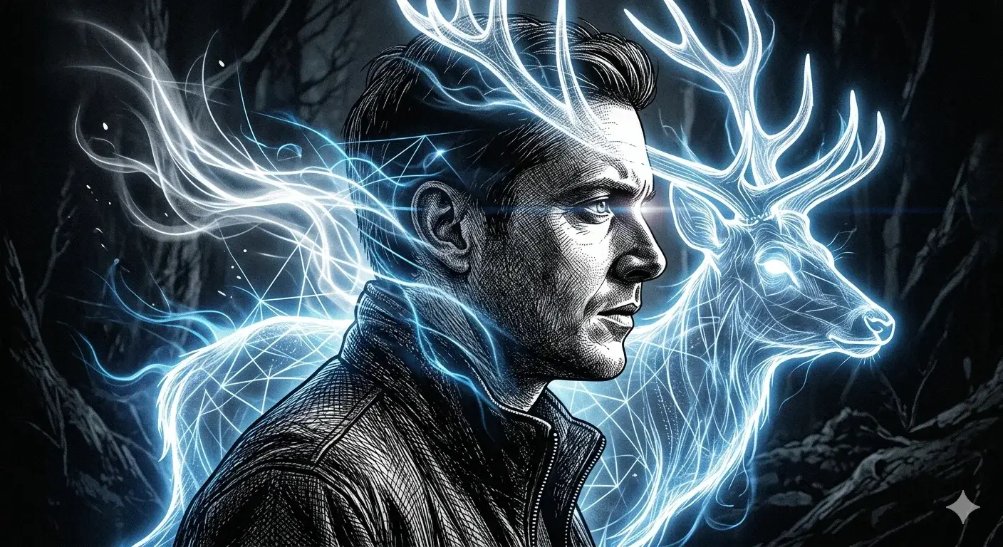 Ethereal Patronus — Surreal Linework Dual Exposure