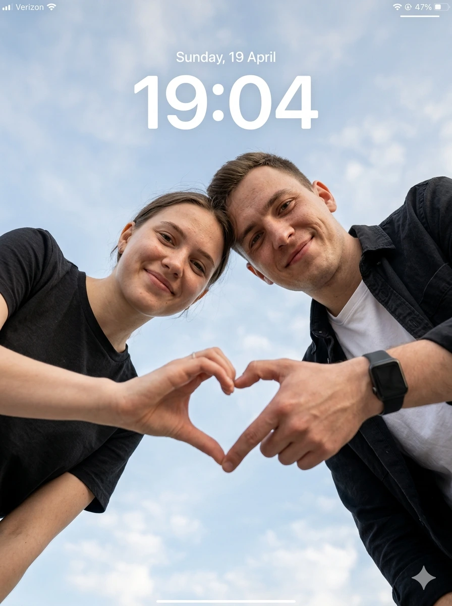 Skyward Heart – Cinematic Couple Lockscreen Portrait