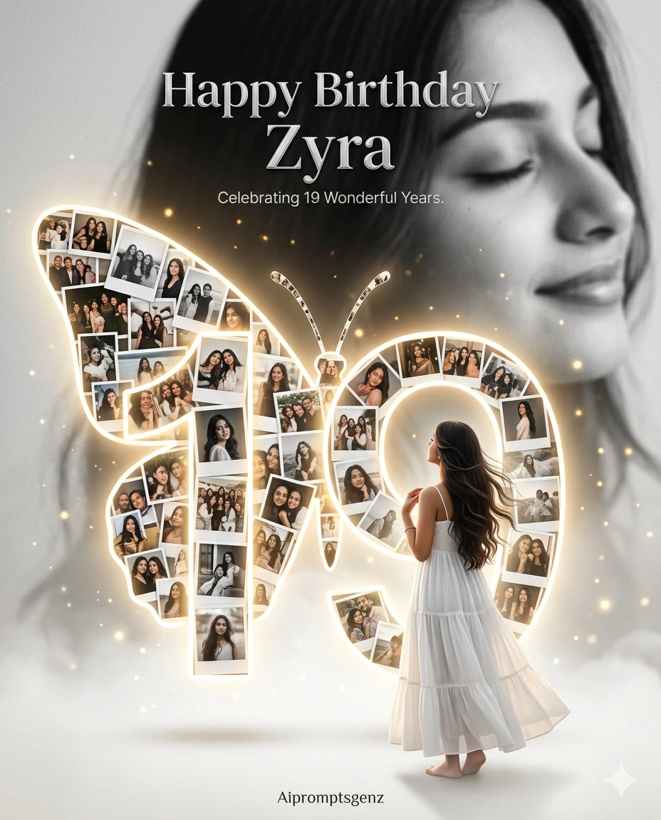 Butterfly Memory 19 – Ultra-Realistic Cinematic Birthday Collage Poster