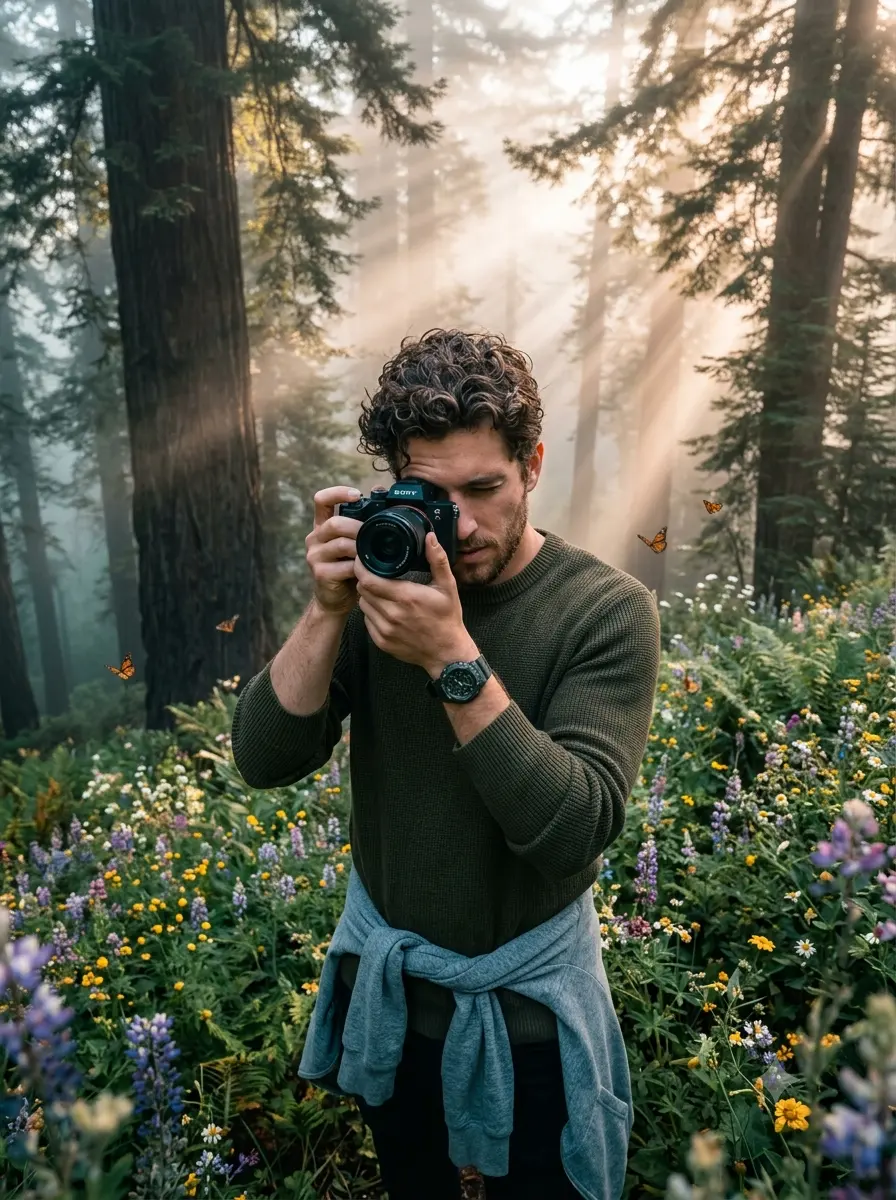 Redwood Morning Series – Cinematic Foggy Mountain Adventure Portrait Collection