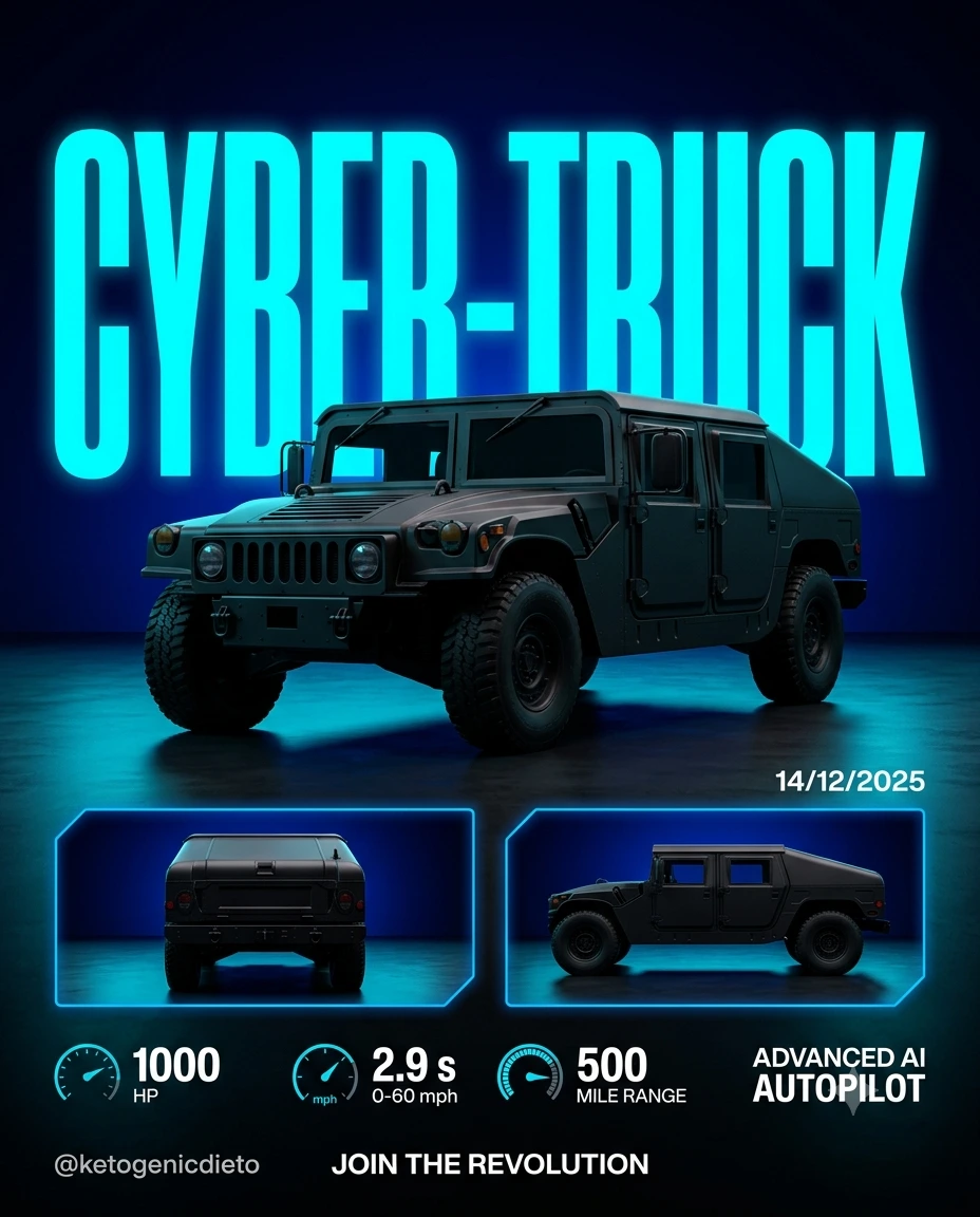 CYBER-TRUCK – Neon Armored Hyper-Performance Promotional Poster