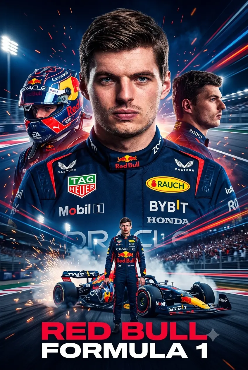 Red Bull Racing – Cinematic Multi-Frame Formula 1 Driver Promotional Poster