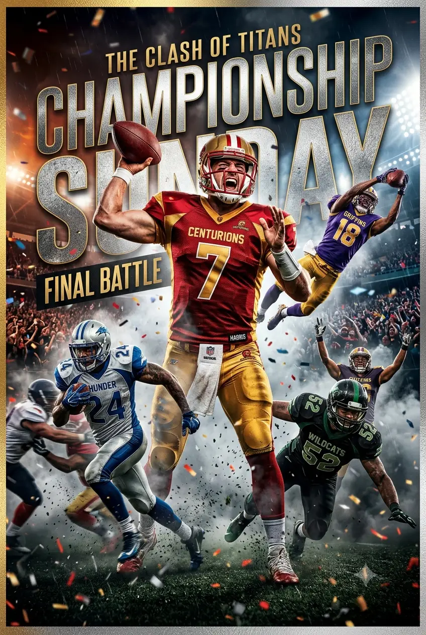 Gridiron Glory – Cinematic NFL Championship Super Bowl-Style Hero Poster
