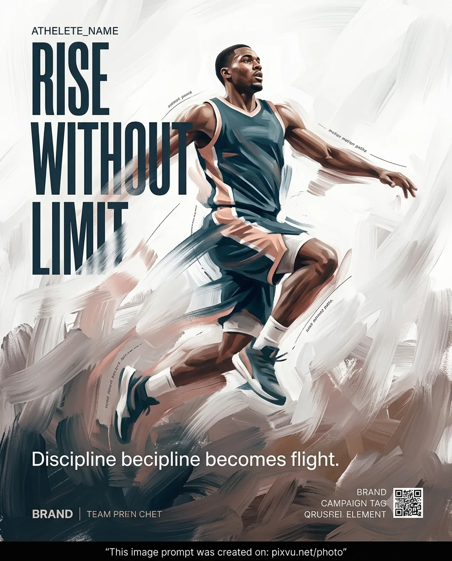 Rise Without Limit – Abstract Motion Paint Sports Ascension Poster