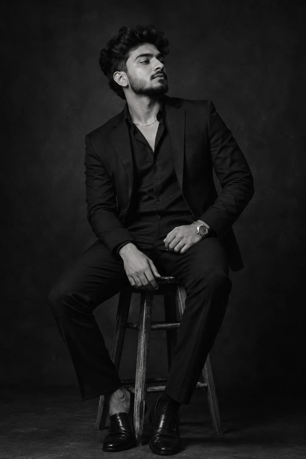 Moody Monochrome Studio Portrait
