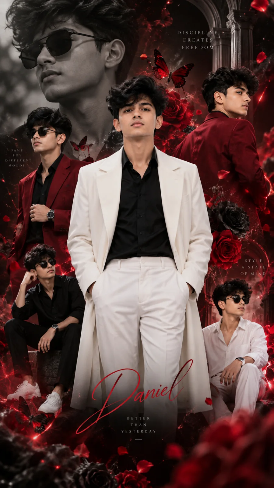 Crimson Editorial Portrait Collage