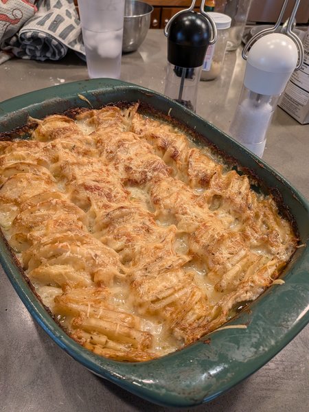 cheesy hasselback potato gratin