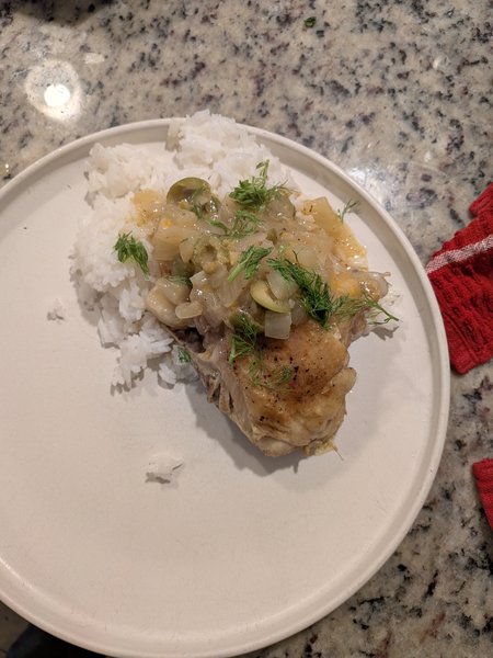 braised chicken with fennel, orange, and olives