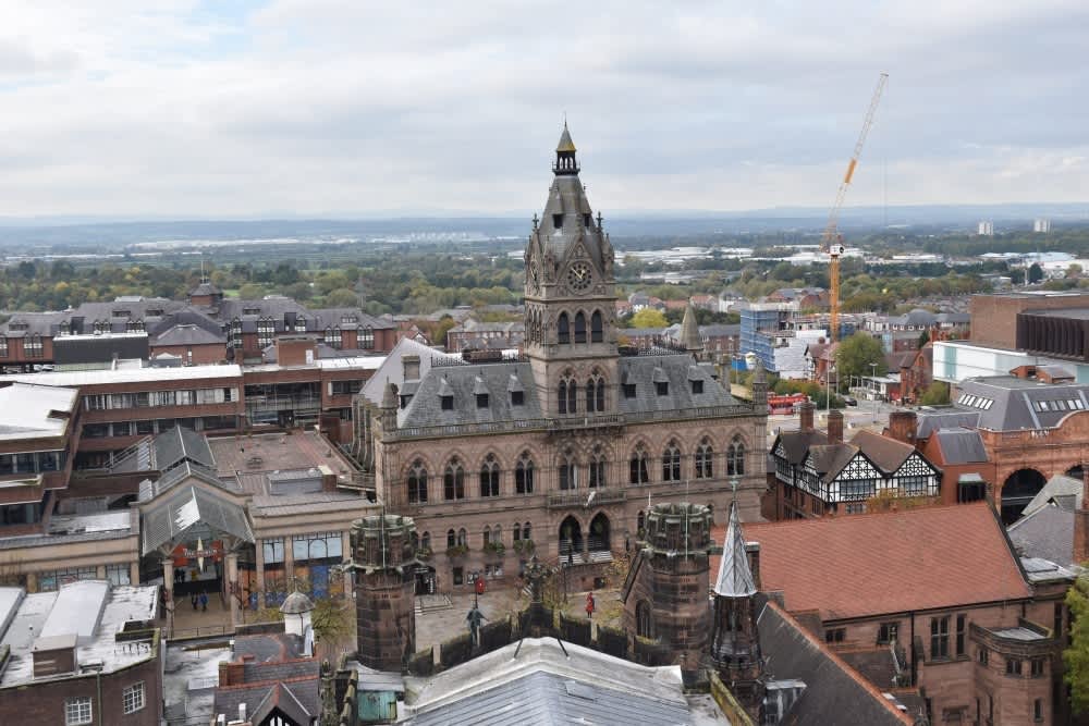 The view from the top of Chester Cathedral