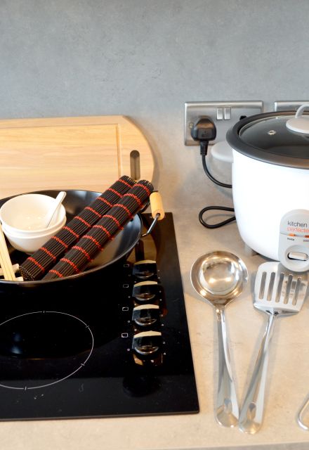 Fusion Cooking Kit with Wok, Chopsticks, Utensils and Rice Cooker. IconInc @ Roomzzz